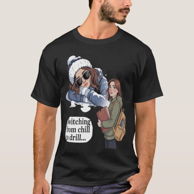 Camiseta Mudando de relaxado para focado (Frente)