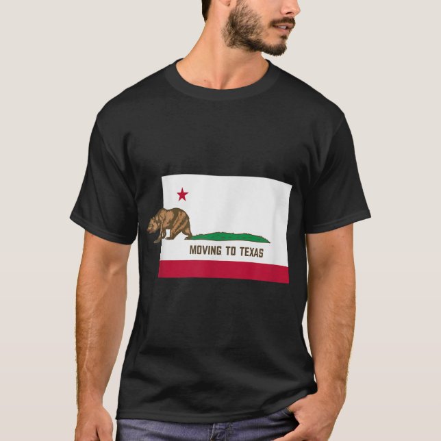Camiseta Mudando Para O Texas - Deixando A Califórnia Engra (Frente)
