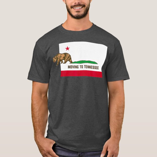 Camiseta Mudando Para Tennessee Deixando a Califórnia Engra (Frente)