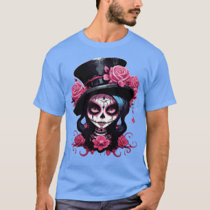 Camiseta Muertos Catrina para Homens Mulheres Calavera