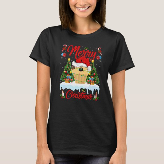 Camiseta Muffin Food  Lights Xmas Tree Santa Muffin Christm (Frente)