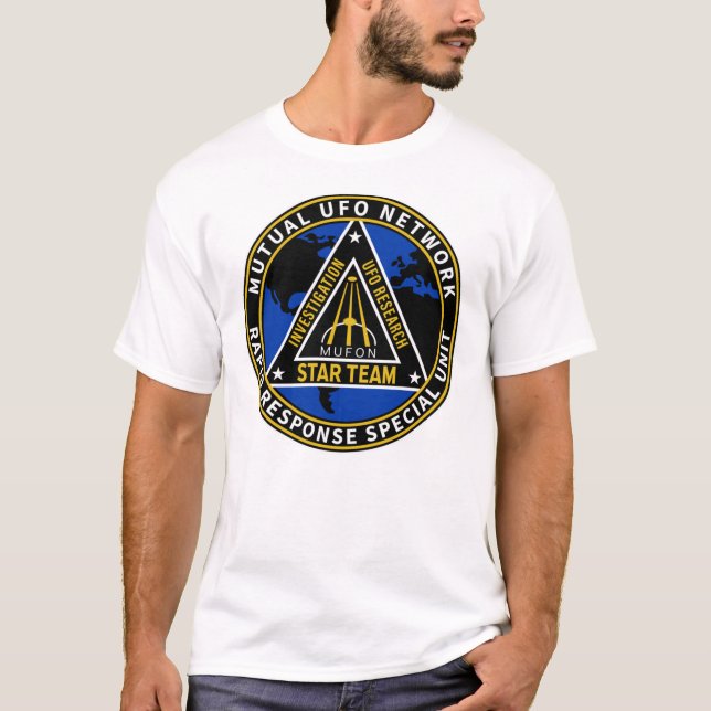 Camiseta MUFON (Rede de OVNI Mútua) Especial de Resposta Rá (Frente)