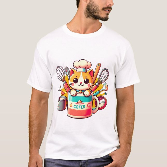 Camiseta Mug de Gato de Chef - Ilustração de Gato Engraçado (Frente)