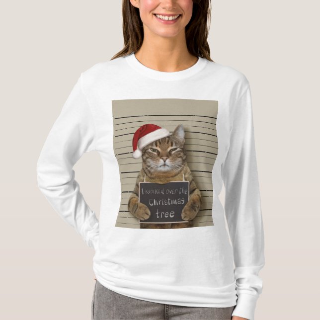 Camiseta Mugshot Cat Christmas (Frente)