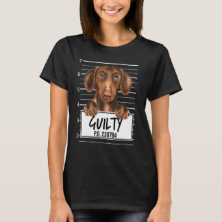 Camiseta Mugshot do Dachshund Marrom Cão Culpado