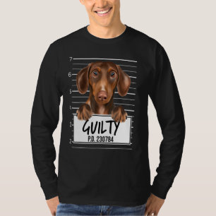 Camiseta Mugshot do Dachshund Marrom Cão Culpado
