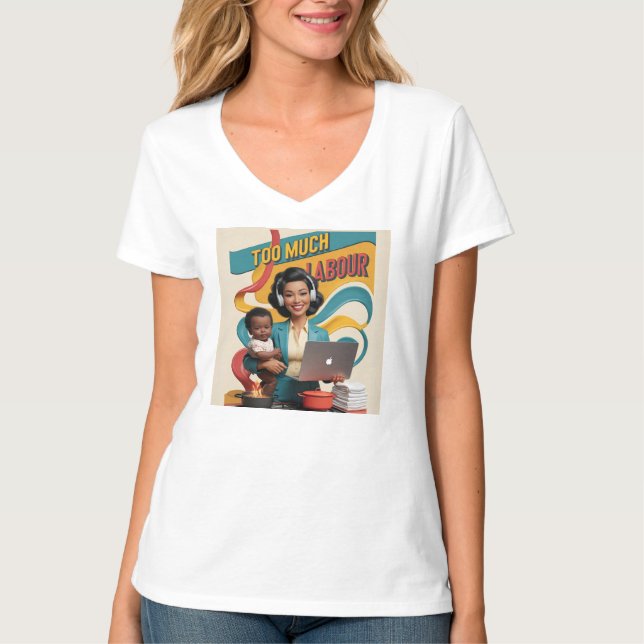 Camiseta Muita Mão De Obra — Ilustração Da Mulher Retroativ (Frente)