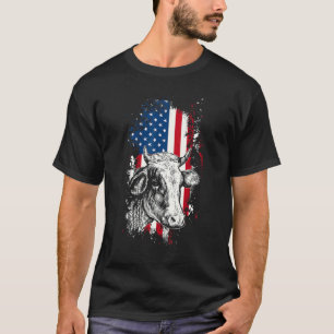 Camiseta Muita Vaca Bandeira Dos EUA Novilha EUA 4 De Julho