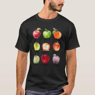 Camiseta Muitas Espécies de Maçãs Lindas Cores Para Colheit