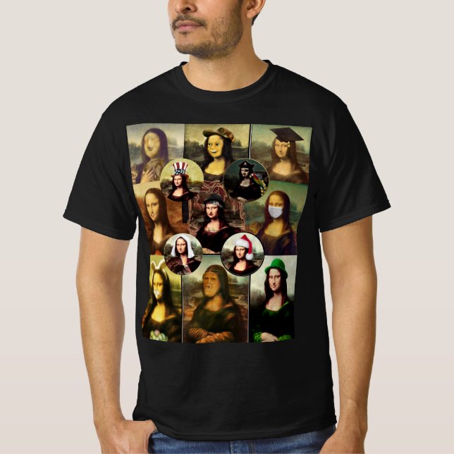 Camiseta Muitas faces de Mona Lisa (Frente)