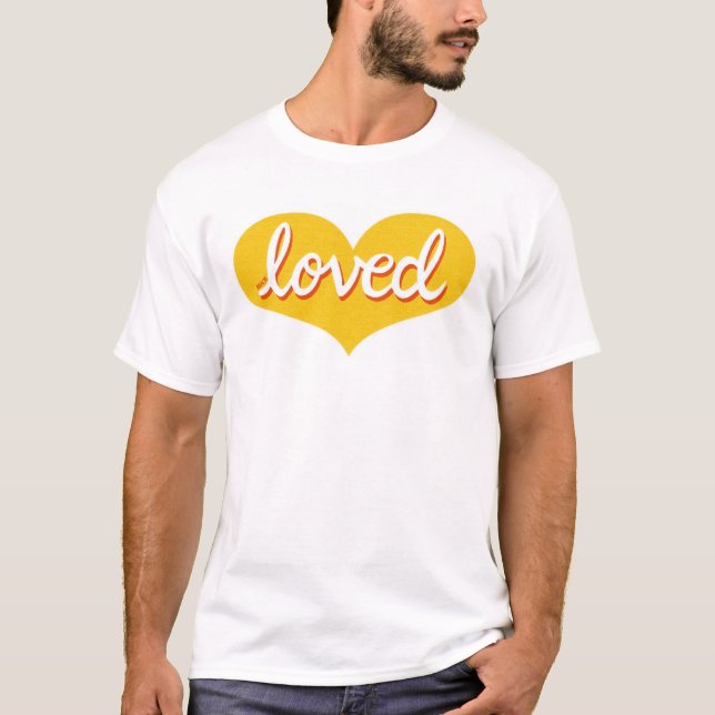 Camiseta MUITO AMADO - Coração de amor amarelo - Mens (Frente)