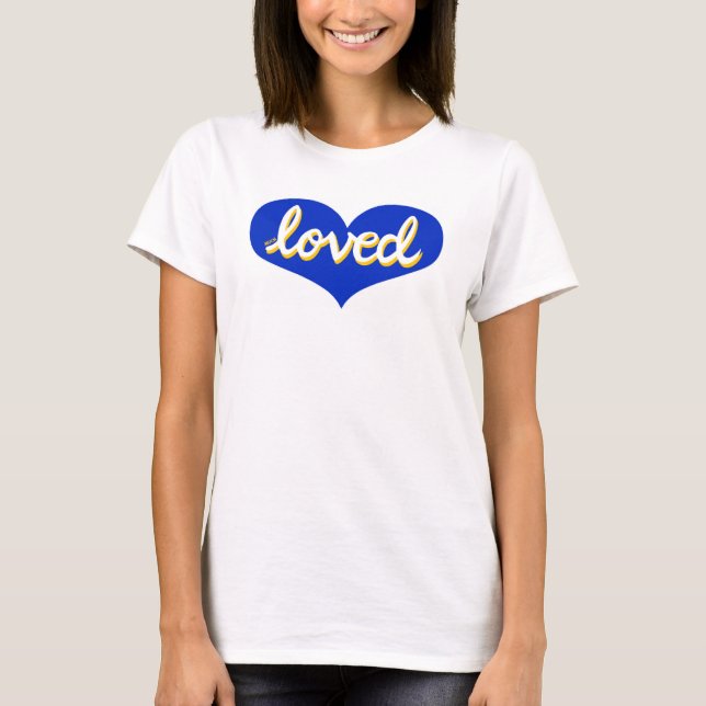Camiseta MUITO AMADO - coração de amor azul (Frente)
