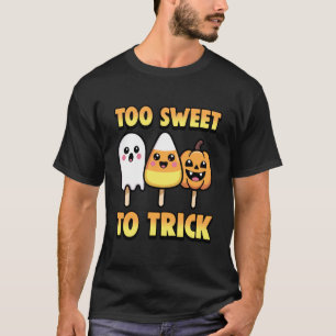 Camiseta Muito Doce para Enganar Pirulitos de Halloween Fof