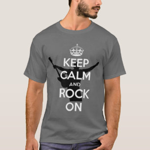 Camiseta Muito Legal Mantenha a Calma e Continue a Rock