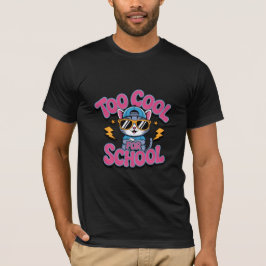 Camiseta Muito Legal Para a Escola Gato Engraçado Usando Óc