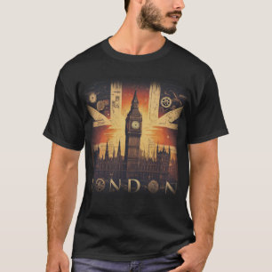 Camiseta Muito legal Union Jack Steampunk Londres Futurista