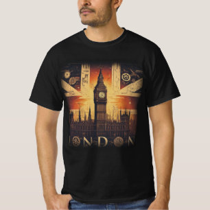 Camiseta Muito legal Union Jack Steampunk Londres Futurista