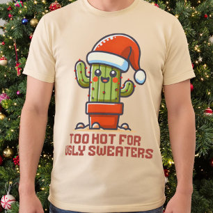 Camiseta Muito Quente Para Suadores Feios De Natal Cactus K