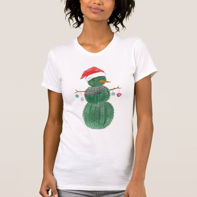 Camiseta Muito um boneco de neve do Natal do cacto (Frente)
