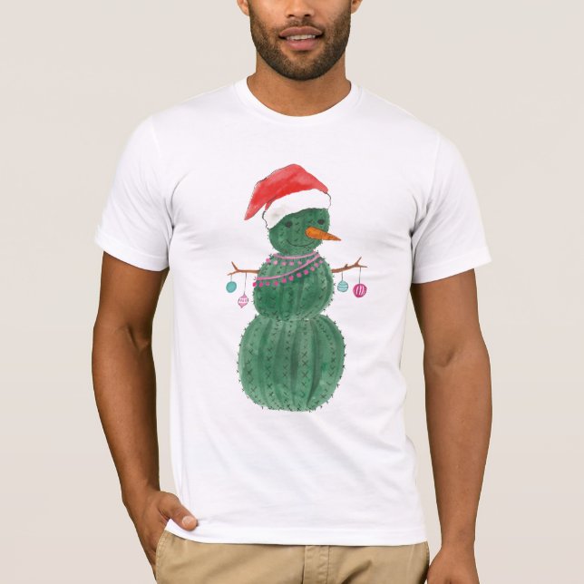 Camiseta Muito um boneco de neve do Natal do cacto (Frente)