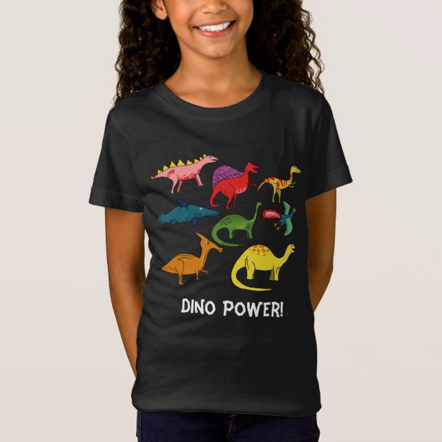 Camiseta Muitos dinossauros diferentes em todas as cores T- (Frente)