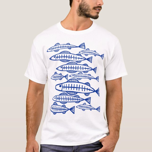 Camiseta Muitos peixes - Marinho azul (Frente)
