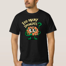Camiseta Muitos Pensamentos Cartoon Cérebro Relacionável Co