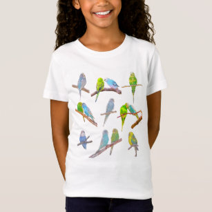 Camiseta Muitos periquitos coloridos - pequenos pássaros bo