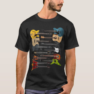 Camiseta Muitos Violões Baixo Elétrico Guitarras Tocador de