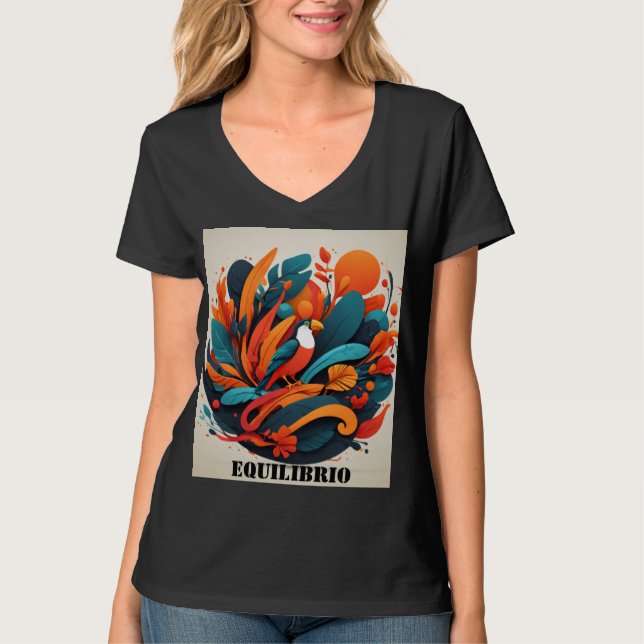 Camiseta Mujer Arte Simbólico de Equilibrio (Frente)