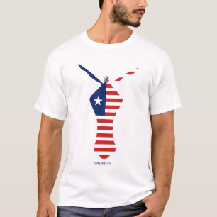 Camiseta Mula branca e azul vermelha