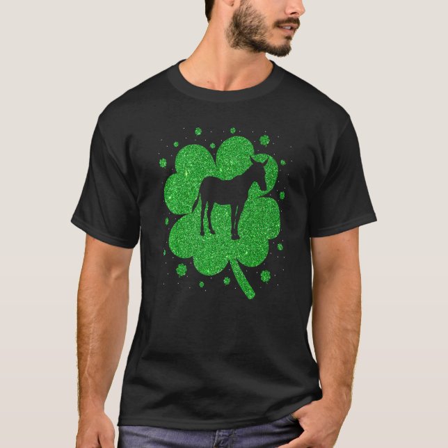 Camiseta Mule Funny Irish Shamrock Mule Dia de São Patrício (Frente)