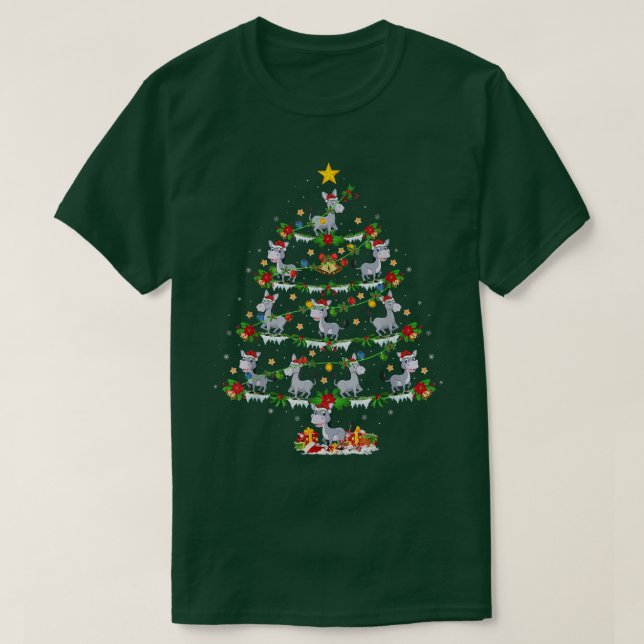 Camiseta Mule Lover Xmas Lights Mule Christmas Tree  (Frente do Design)
