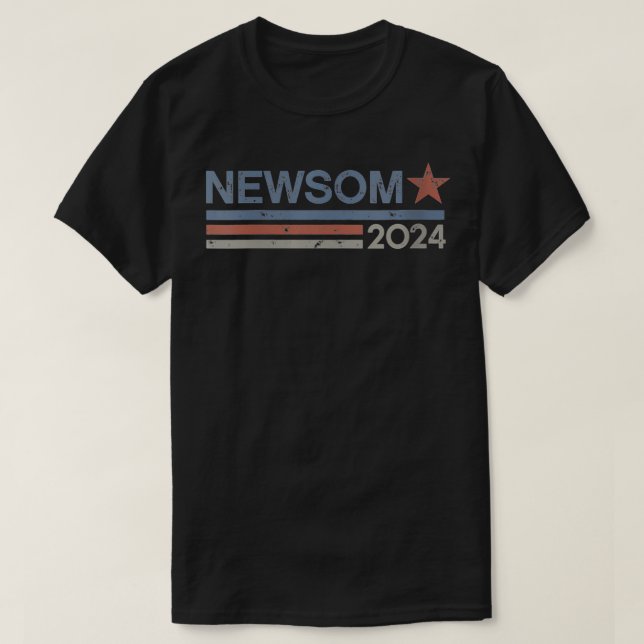 Camiseta Mulher 2024 Gavin Newsom para Presidente Retro Vin (Frente do Design)