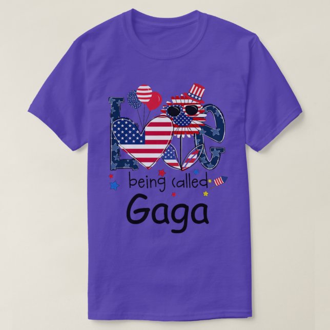 Camiseta Mulher 4º de julho Ama sendo chamada Gaga Sunflow (Frente do Design)