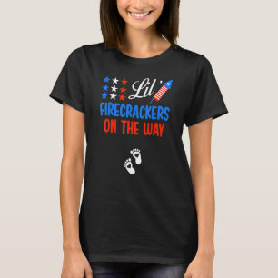 Camiseta Mulher: 4 De Julho Pregnancy Lil' Firecracker Em T
