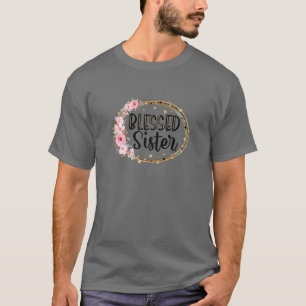Camiseta Mulher Abençoada Flor Irmã Promovida À Avó L