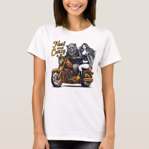 Camiseta Mulher abraça liberdade em motocicleta