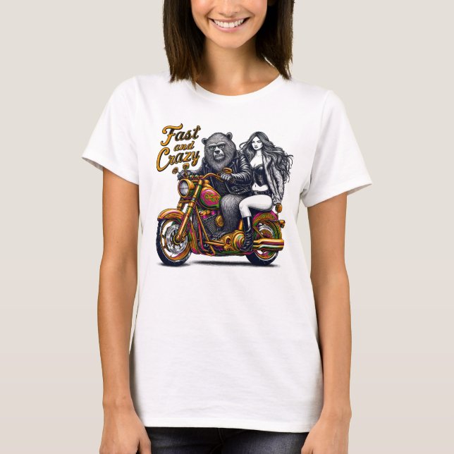 Camiseta Mulher abraça liberdade em motocicleta (Frente)