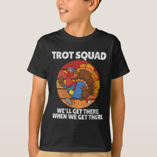 Camiseta Mulher Ação de Graças Correndo Trot Squad na Turqu