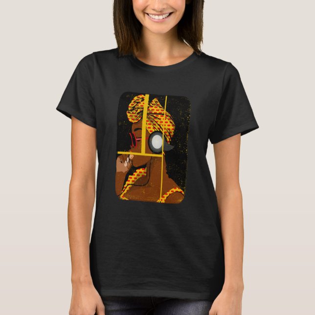 Camiseta mulher áfrica ouve música (Frente)