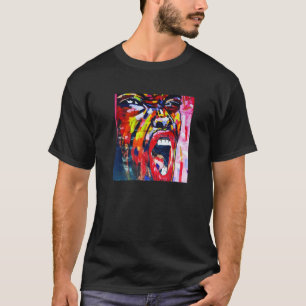 Camiseta Mulher africana gritando Colorido Abstrato african