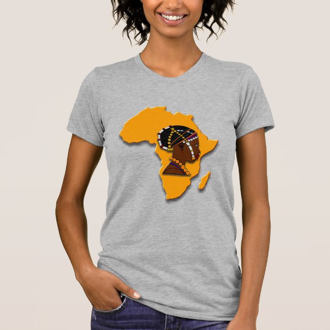 Camiseta Mulher africana no continente (Frente)