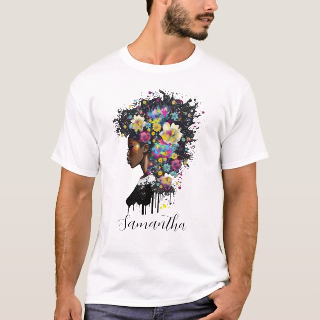 Camiseta Mulher afro-americana afro-espumante (Frente)