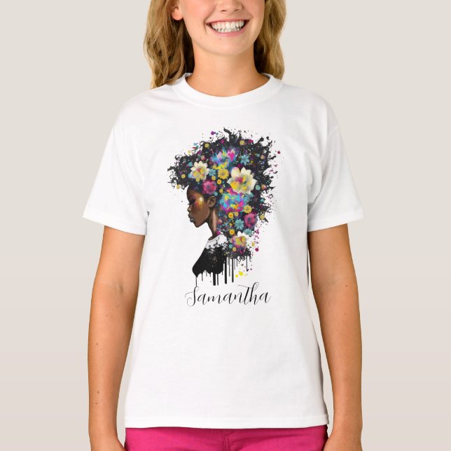 Camiseta Mulher afro-americana afro-espumante (Frente)