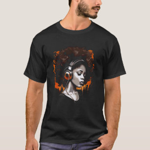 Camiseta Mulher Afro-Americana Garota Negra Música Grafite