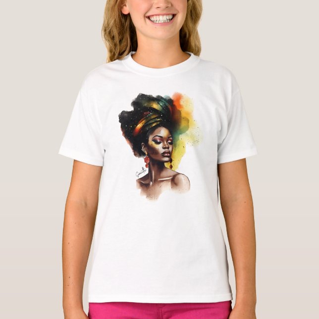 Camiseta Mulher Afro-Americana Habilitada (2) (Frente)