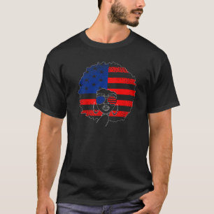 Camiseta Mulher Afro-Americana Patriótica 4 de julho