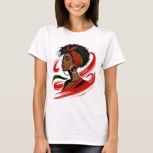 Camiseta Mulher Afro Negra – Forte, Bonita e Empoderada  (Frente)