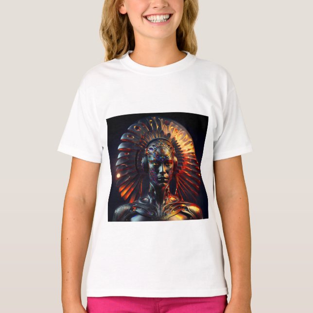 Camiseta Mulher alienígena com endereço de metal (Frente)